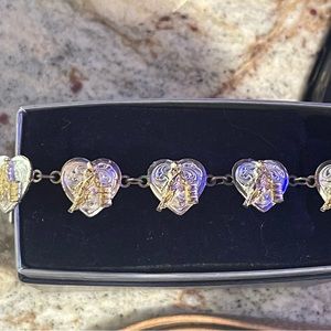 Silver barrel racer bracelet and earrings